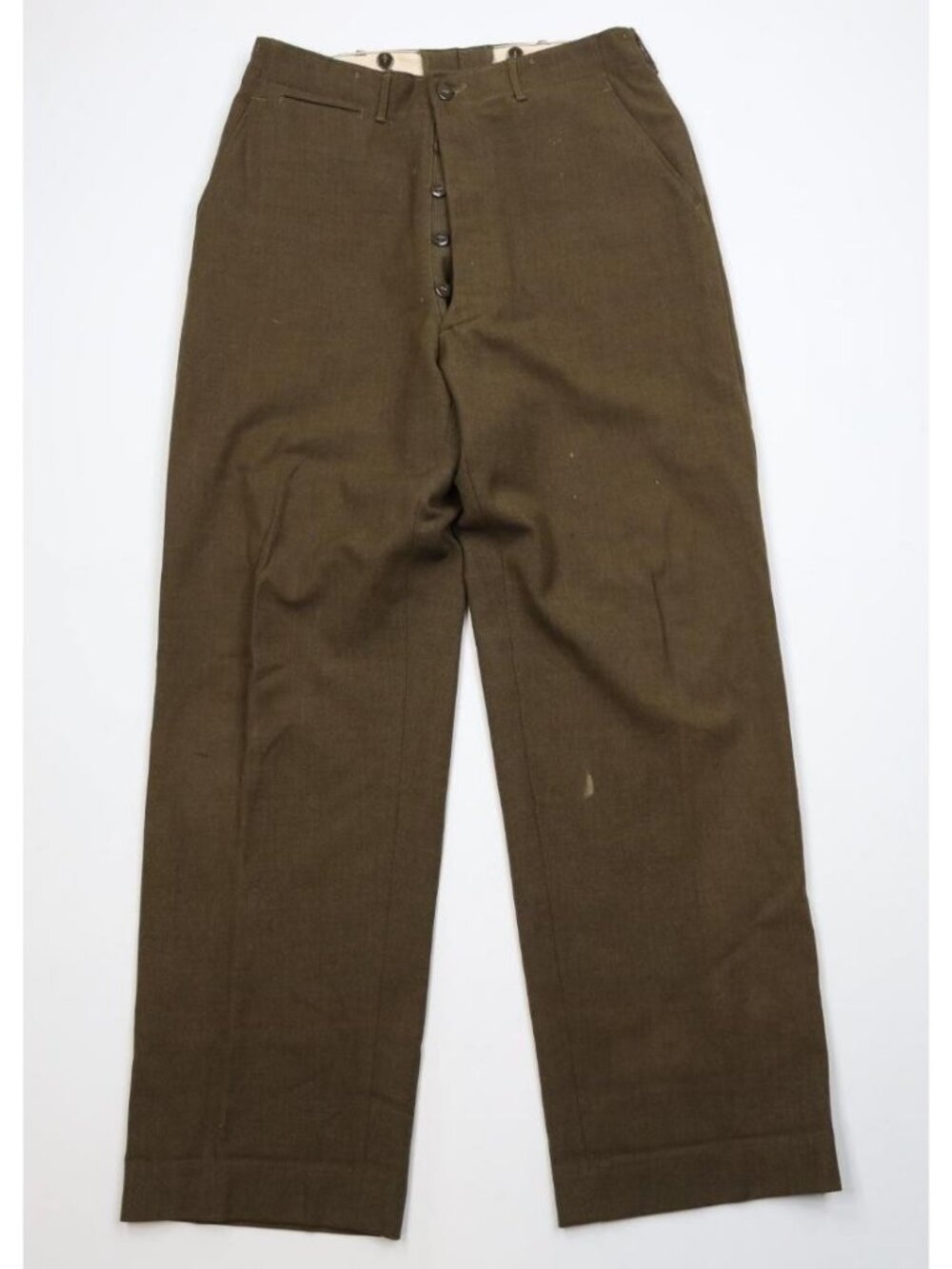 Vtg 40s WWII Mens 34x33 OD33 18oz Wool Field Trousers Pants Wide Leg Green USA